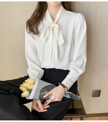 Damen Bluse mit Schleife und Rüschendetails Norvielle