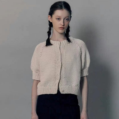 Damen Strickpullover Puffärmel Norvielle