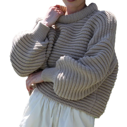 Damen Oversized Pullover Hochkragen Norvielle