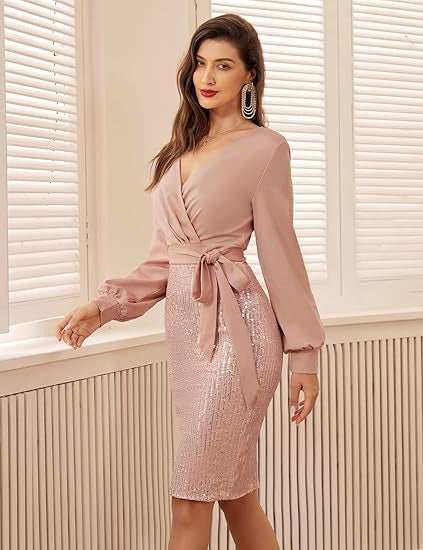 Damen Wickelkleid Glitzerdetails Norvielle