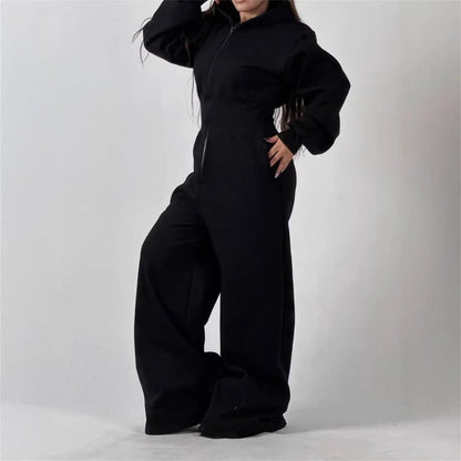 Damen Jumpsuit Kapuze Weites Bein Norvielle