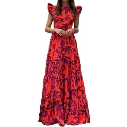 Damen Maxikleid Volantärmel Schwingrock Norvielle