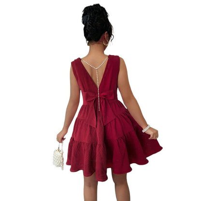 Damen Sommerkleid V-Ausschnitt Rüschensaum Leicht Norvielle