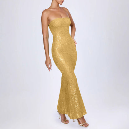 Damen Abendkleid Figurbetont Pailletten