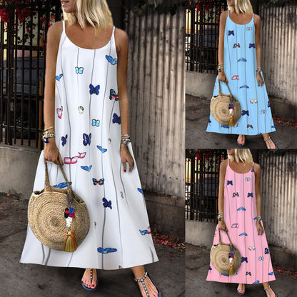 Damen Maxikleid Schmetterlingsmuster Leicht Norvielle - Norvielle