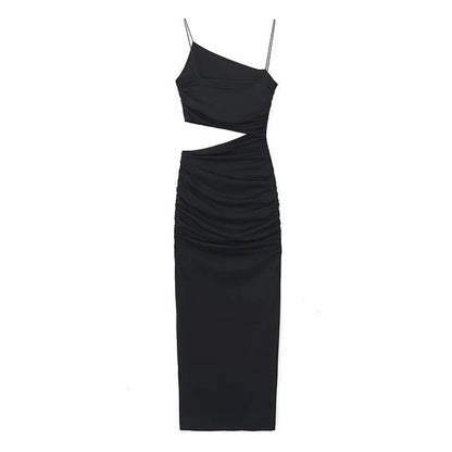 Damen Maxikleid Asymmetrisch Raffung Cut-Out
