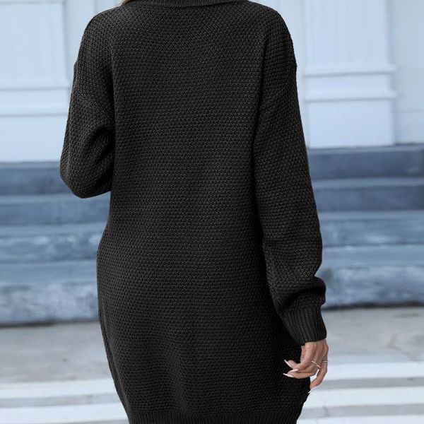 Damen Strickkleid Knopfleiste Lässiger Schnitt Norvielle
