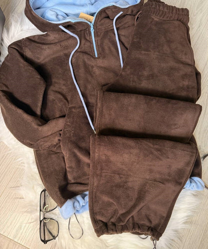 Damen Fleece-Jogginganzug Hochkragen Kordelzug Norvielle