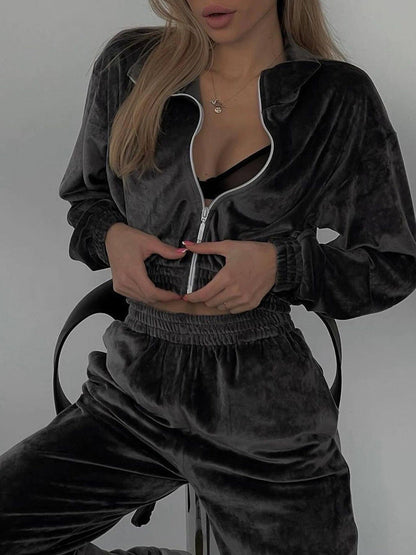 Damen Sportanzug Velours Elastisch Norvielle