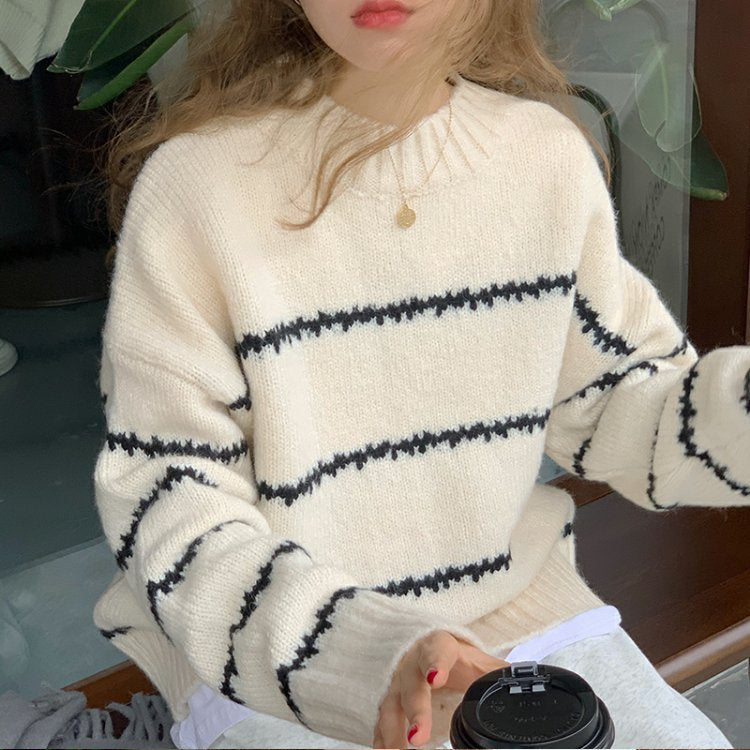 Damen Oversized Pullover Gestreift Weich Norvielle