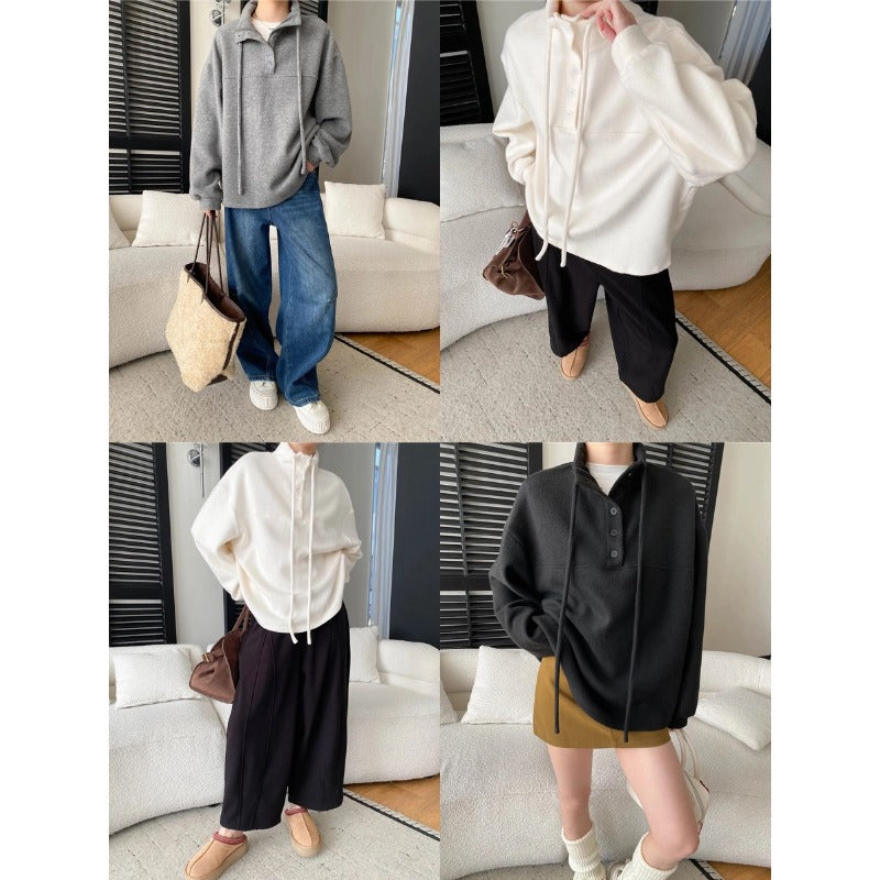 Damen Fleece-Pullover Lässig Hochkragen Norvielle