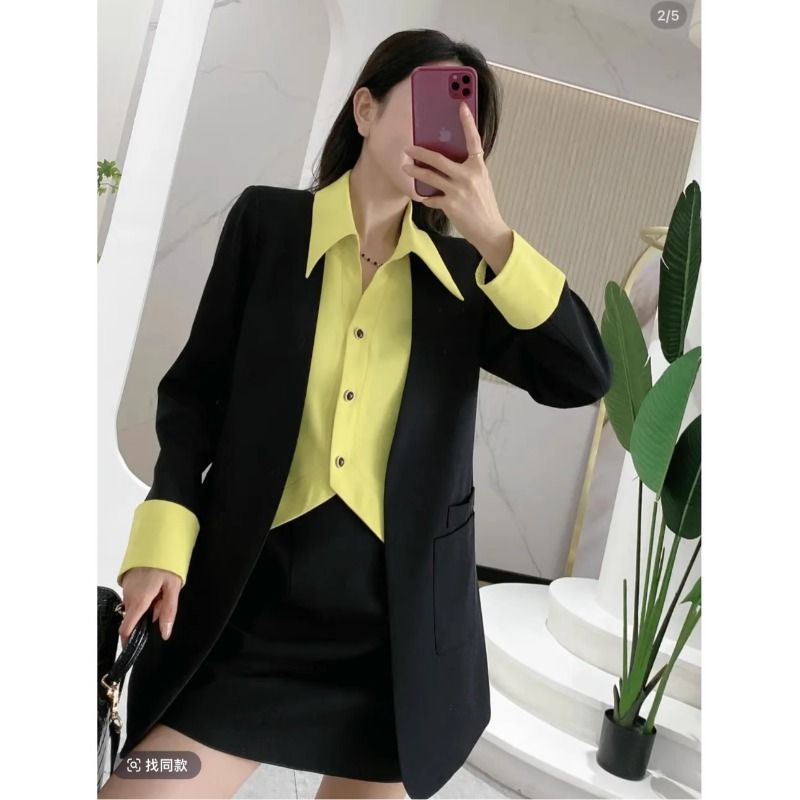 Damen Blazer Ensemble mit Kragen und Taschen