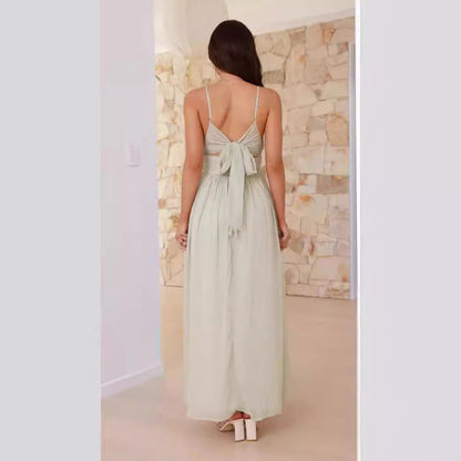 Damen Maxikleid Schmale Träger Wickel-Design Elegant