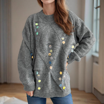 Damen Strickpullover mit Pailletten Norvielle