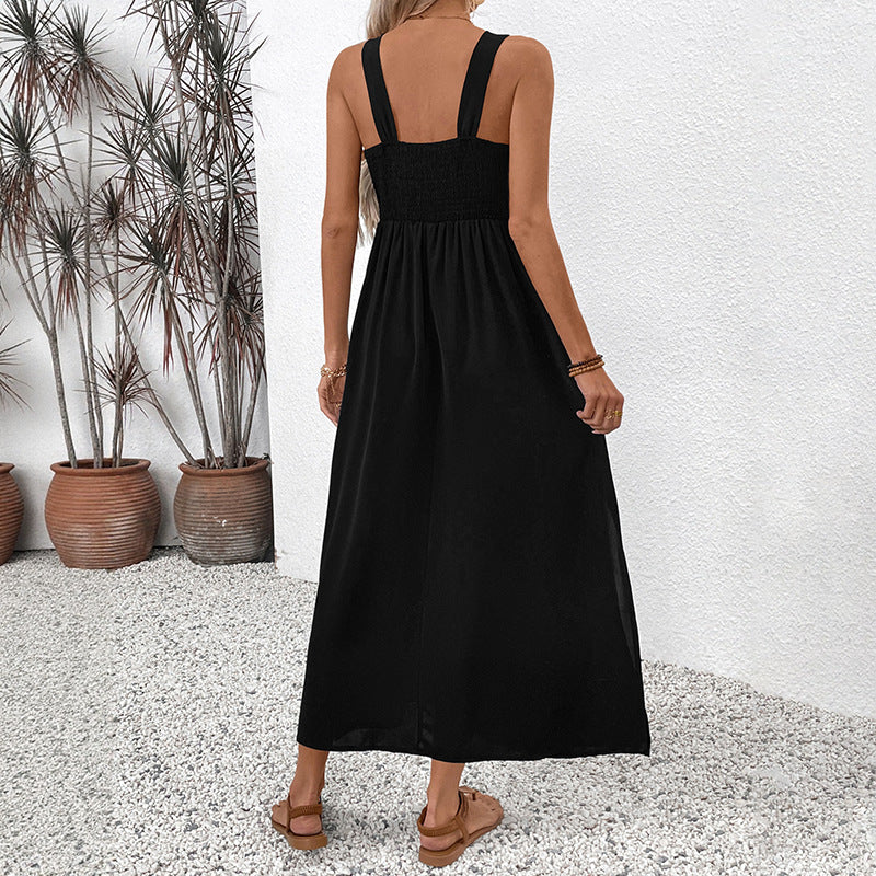 Damen Maxikleid Bunt Stickdesign Seitenschlitz