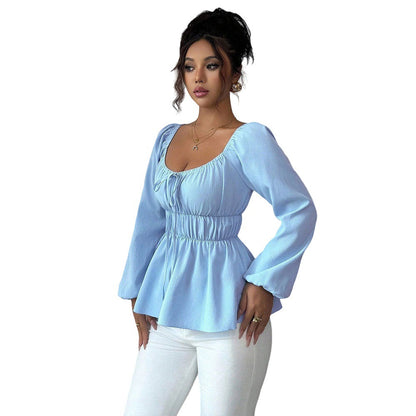 Damen Bluse mit Tailleneinsatz und Volumenärmeln Norvielle