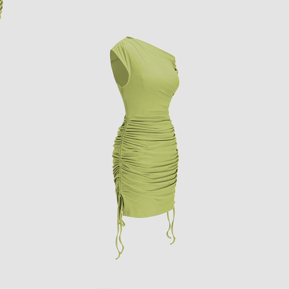 Damen Wickelkleid Asymmetrischer Ausschnitt Rüschendetails Norvielle