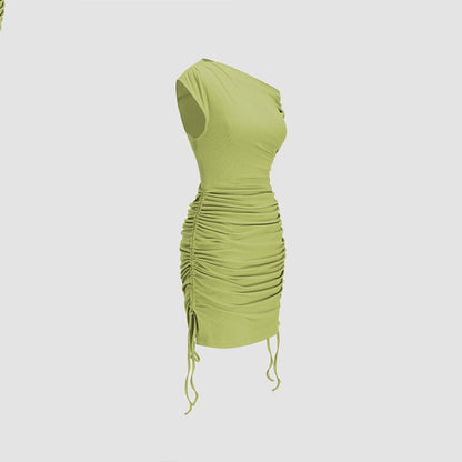 Damen Wickelkleid Asymmetrischer Ausschnitt Rüschendetails Norvielle