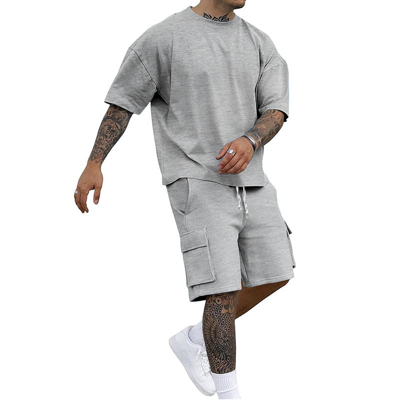 Norvielle Herren Sportanzug T-Shirt Werkzeugshorts