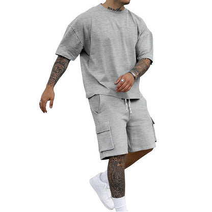 Norvielle Herren Sportanzug T-Shirt Werkzeugshorts