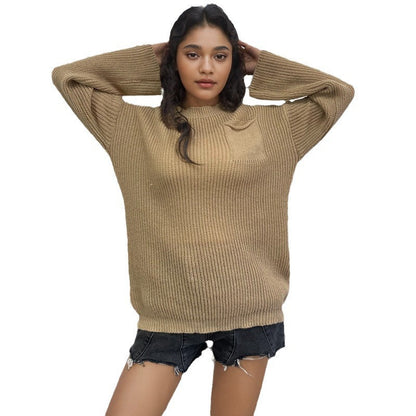 Damen Strickpullover Groß Brusttasche Norvielle