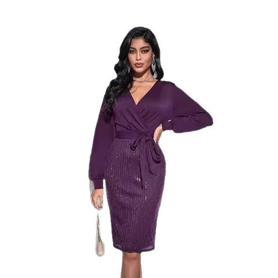 Damen Wickelkleid Glitzerrock Norvielle