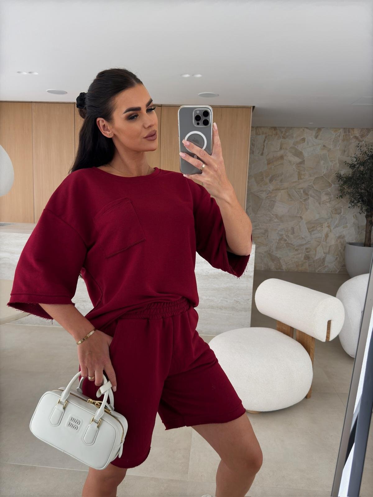 Damen Freizeitanzug Oversized T-Shirt und bequeme Shorts Norvielle