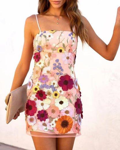 Damen Cocktailkleid mit 3D-Blumen Applikationen Norvielle