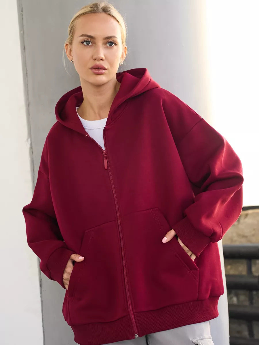 Damen Softshell Zip-Hoodie Jacke Kängurutaschen Weich Norvielle