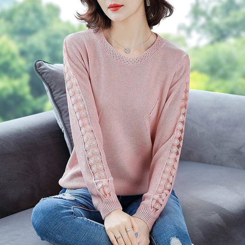 Damen Strickpullover Lochmuster Norvielle