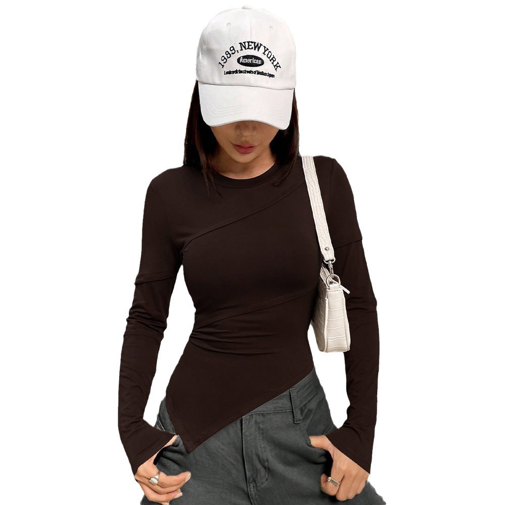Damen Langarmshirt Asymmetrisch Figurbetont Norvielle