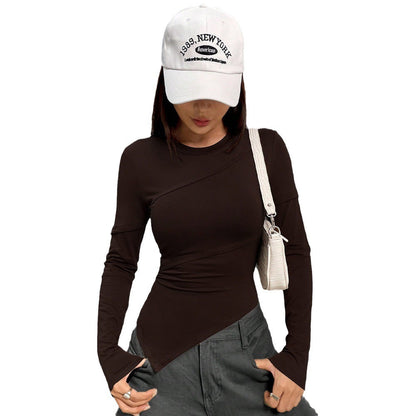Damen Langarmshirt Asymmetrisch Figurbetont Norvielle