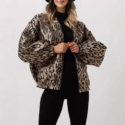 Damen Bomberjacke Leopardenmuster Norvielle