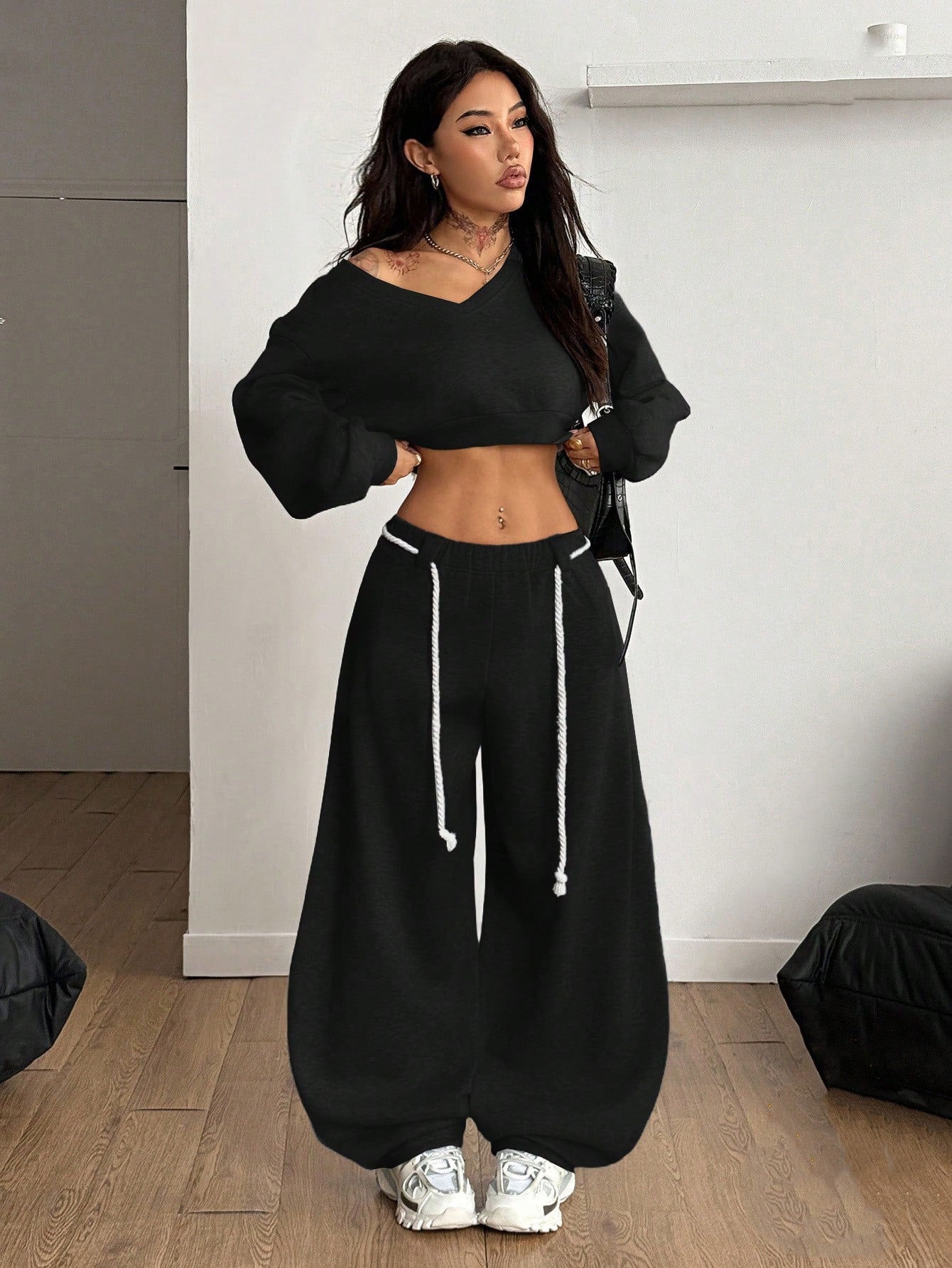 Damen Crop- und Hose Set Norvielle