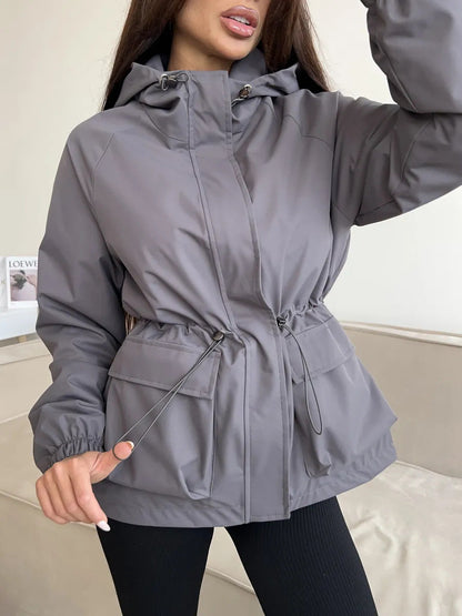 Damen Funktionsjacke mit Kapuze und verstellbarem Bund Norvielle