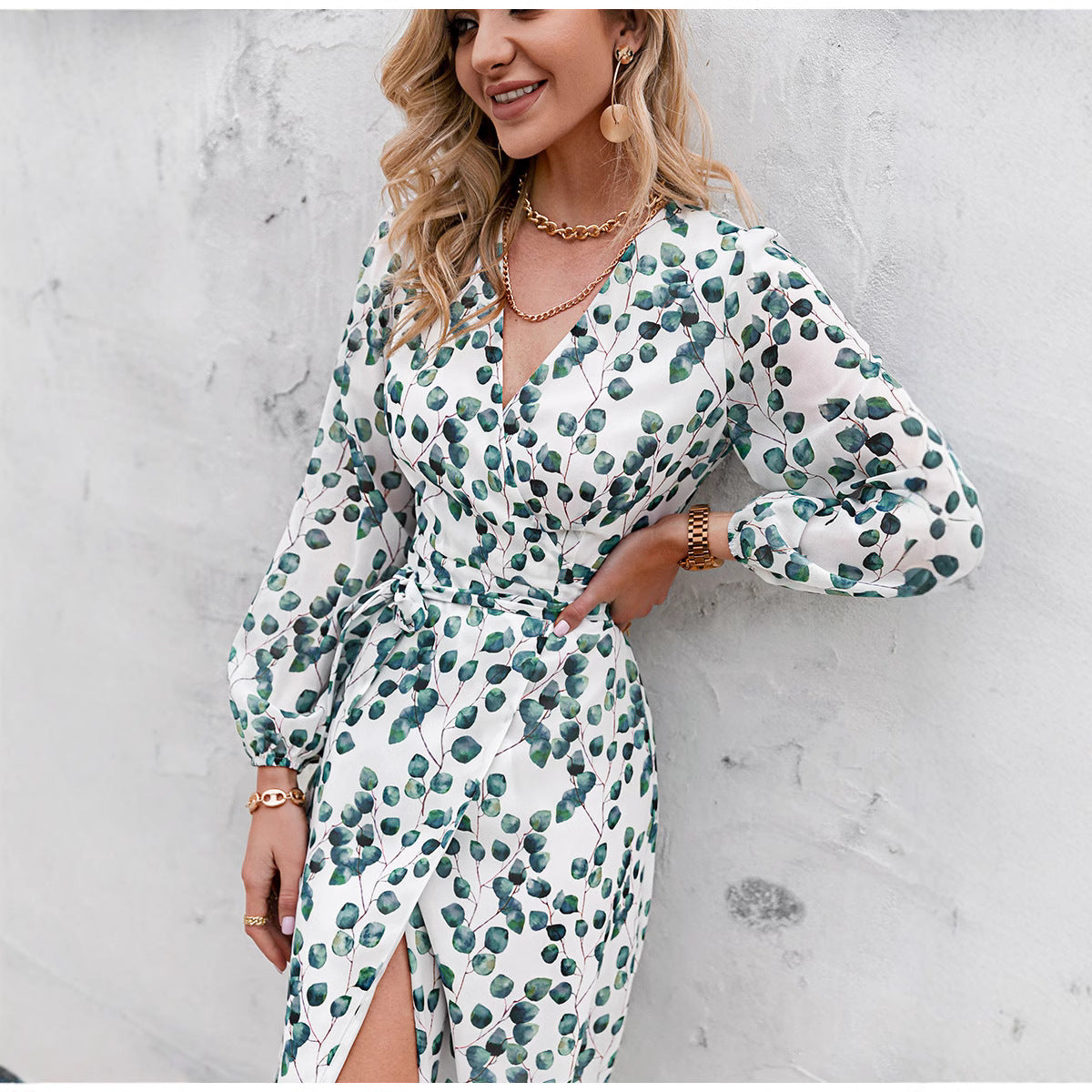 Damen Wickelkleid Floralmuster Tiefes Dekolleté Norvielle