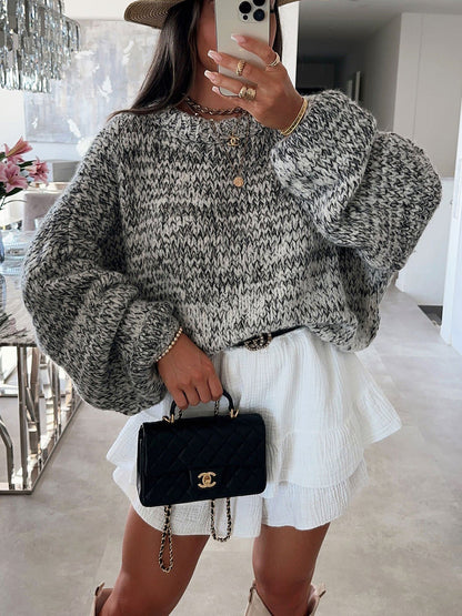 Damen Strickpullover Voluminöse Ärmel Norvielle