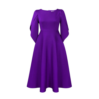 Damen Abendkleid mit Handballenärmel und schwingendem Rock