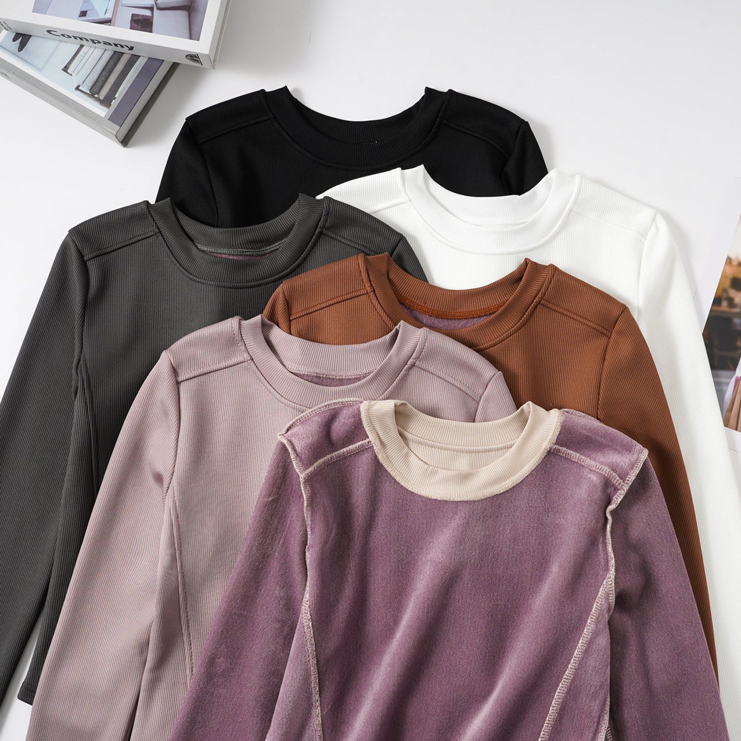 Damen Langarmshirt Rippstruktur Cropped Norvielle