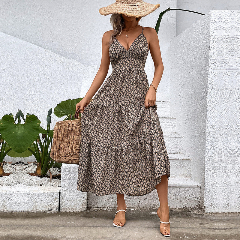 Damen Maxikleid Spaghettiträger Rüschendetails Norvielle
