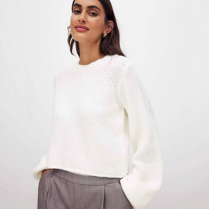 Damen Strickpullover Lässig Elegant Rückenausschnitt Norvielle