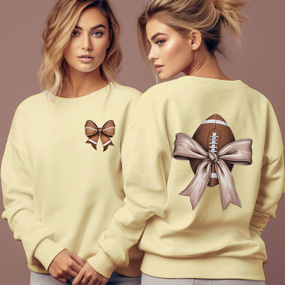 Damen Sweatshirt Footballmotiv Schleifenakzent