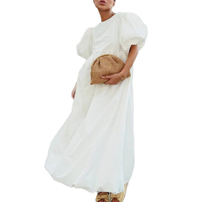 Damen Maxikleid Voluminöse Ärmel Hochtailliert Norvielle