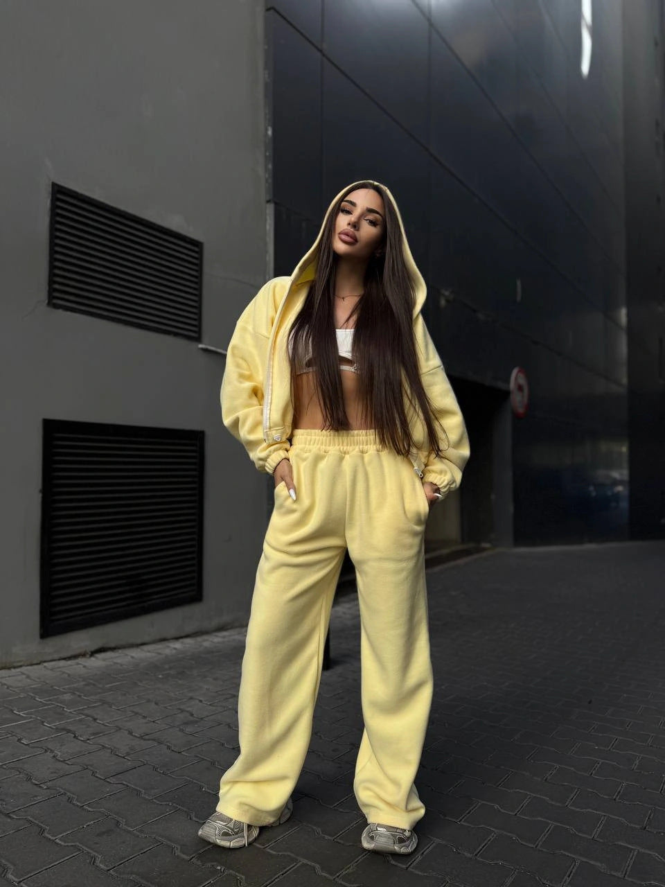 Damen Oversized Jumpsuit mit Kapuze Norvielle