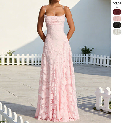 Damen Maxikleid mit Blumenmuster und Spaghettiträgern Norvielle - Norvielle