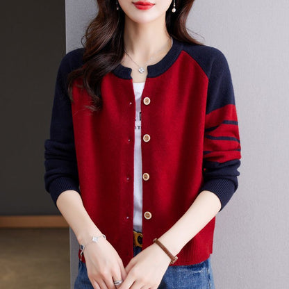 Damen Cardigan Farbkontrast Knopfdetails Norvielle - Norvielle