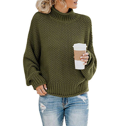Damen Rollkragenpullover Grobgestrickt Lässiger Schnitt Norvielle