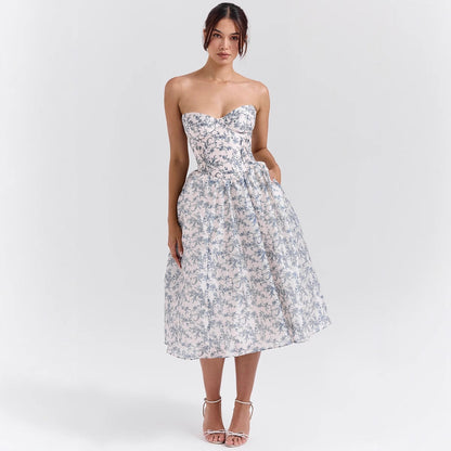 Damen Cocktailkleid mit Corsage-Oberteil und Volumenrock