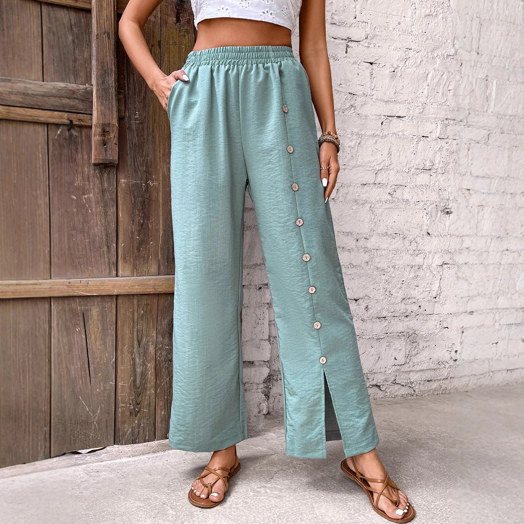 Damen Freizeithose Weit Geschnitten Mit Schlitzen