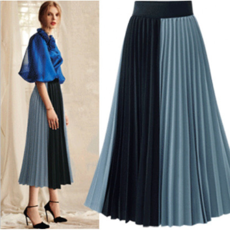 Damen Midi-Rock Plissee Modernes Farbblockdesign Norvielle